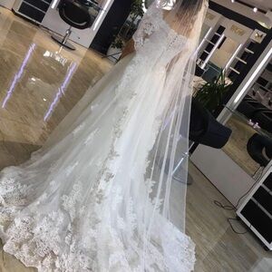 David’s bridal Oleg Cassini wedding dress with veil